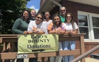 Gleaners staff, including President & CEO Fred Glass, visit network partner God's Bounty on July 18, 2024.